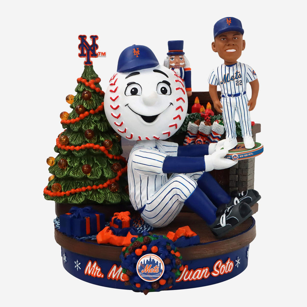 Mr Met & Juan Soto New York Mets Light Up Holiday Bobblehead Scene FOCO - FOCO.com