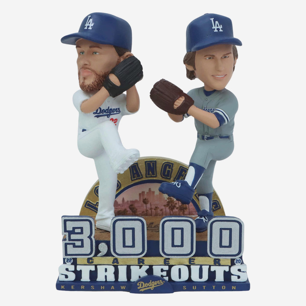 Don Sutton & Clayton Kershaw Los Angeles Dodgers 3,000 Career Strikeouts Milestone Dual Bobblehead FOCO - FOCO.com