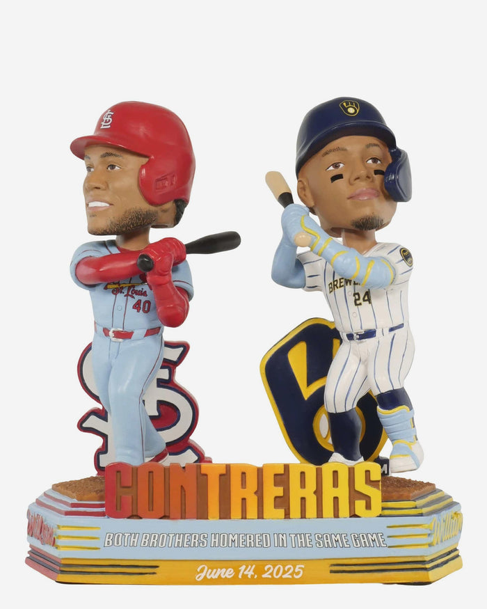 Willson Contreras & William Contreras St Louis Cardinals & Milwaukee Brewers Brothers Home Run Dual Bobblehead FOCO - FOCO.com
