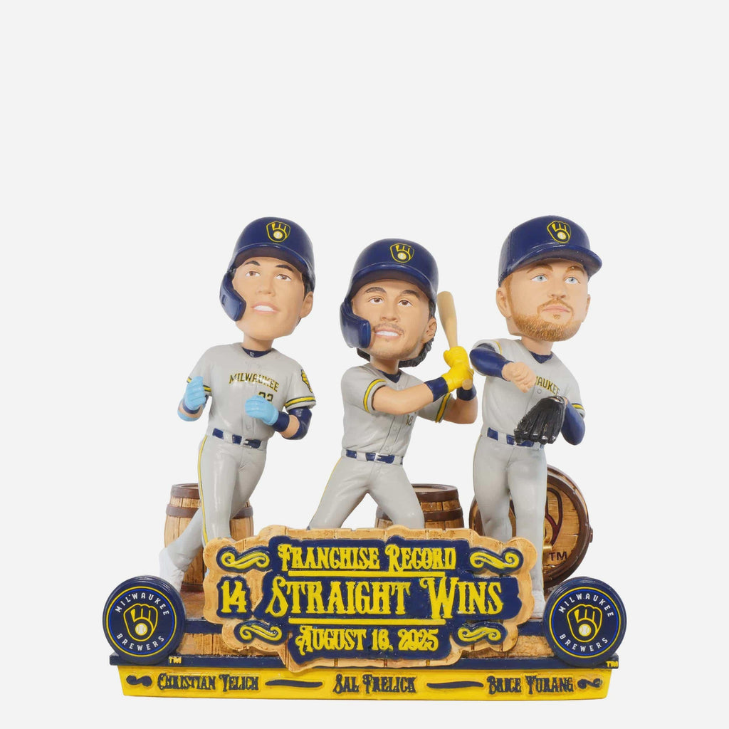 Milwaukee Brewers Franchise Record 14 Consecutive Wins Mini Bobble Scene FOCO - FOCO.com