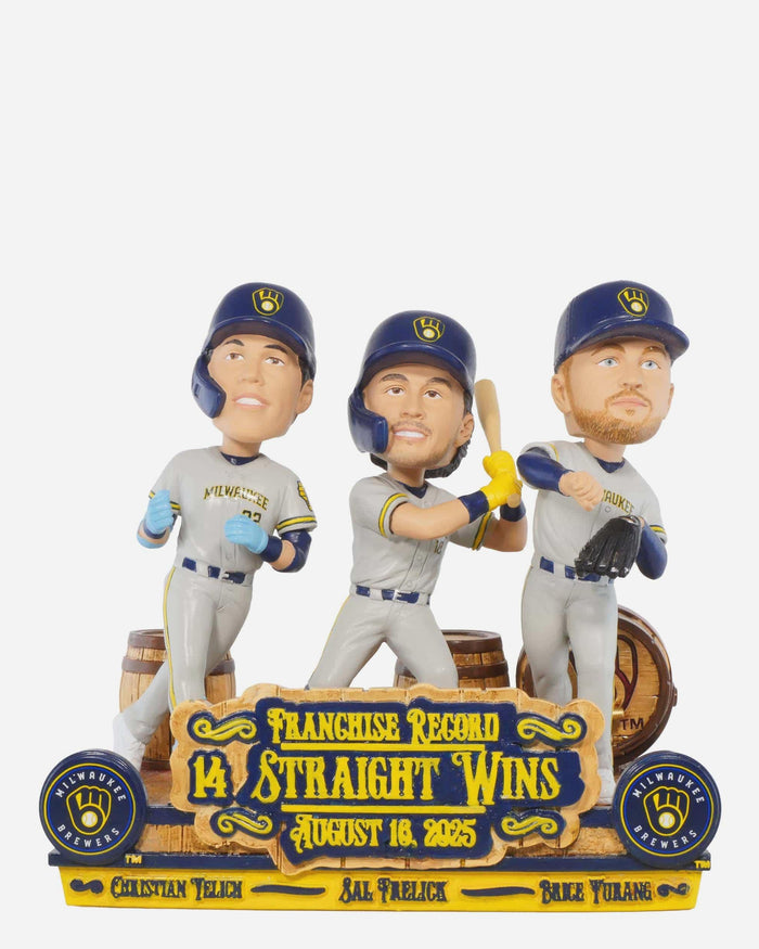 Milwaukee Brewers Franchise Record 14 Consecutive Wins Mini Bobble Scene FOCO - FOCO.com