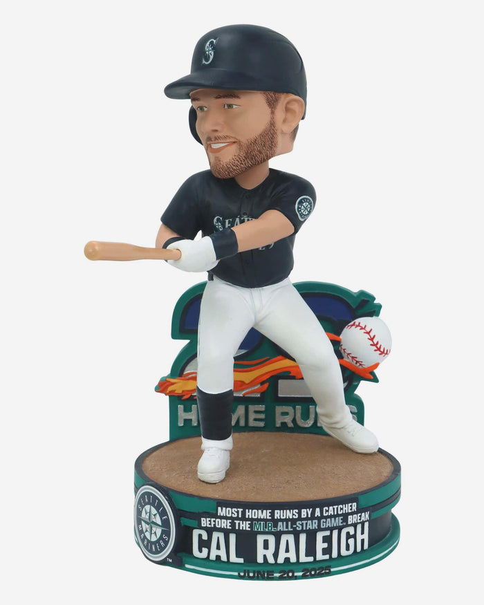 Cal Raleigh Seattle Mariners Pre-All-Star Catcher Home Run Record Bobblehead FOCO - FOCO.com