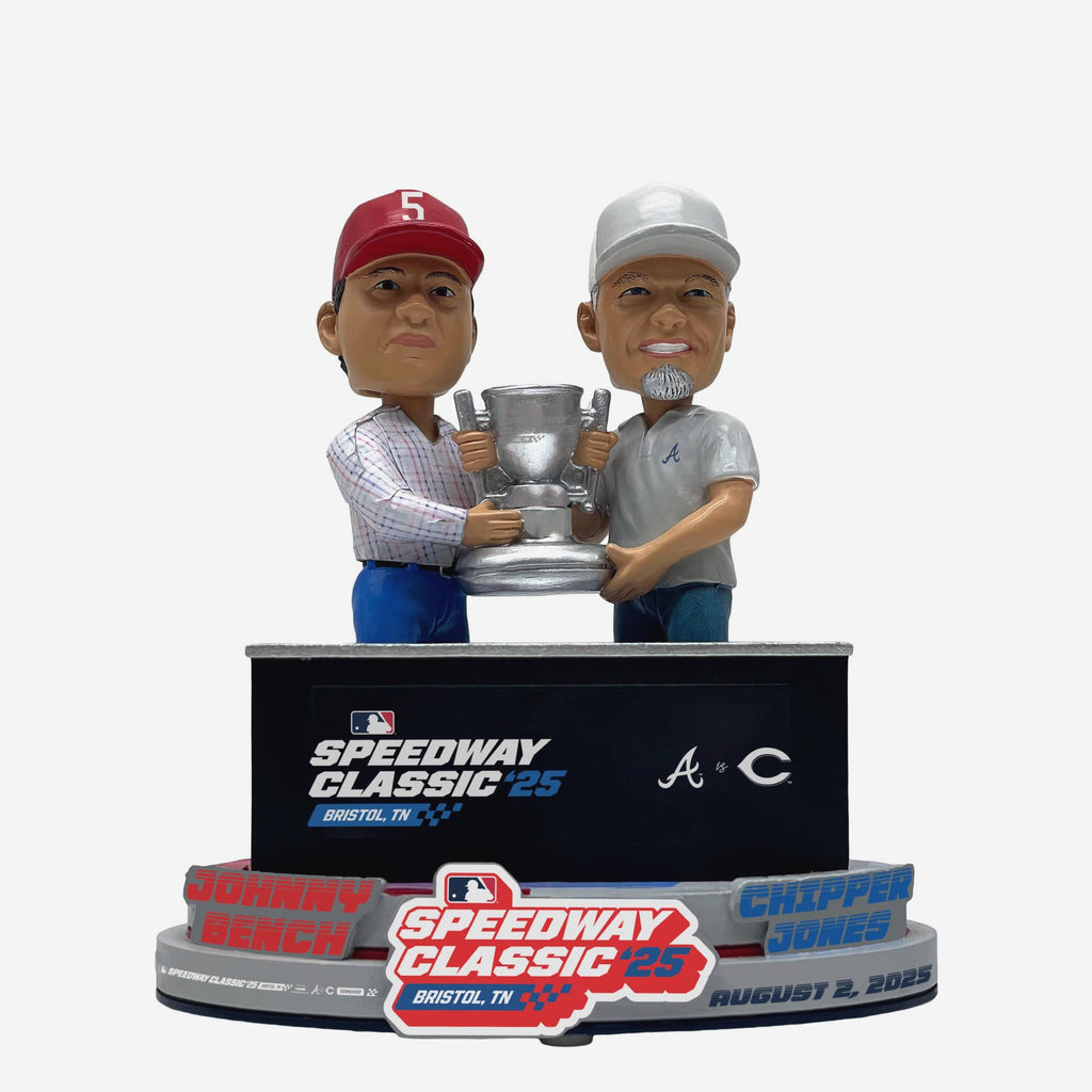 Johnny Bench & Chipper Jones 2025 MLB Speedway Classic Trophy Dual Bobblehead FOCO - FOCO.com