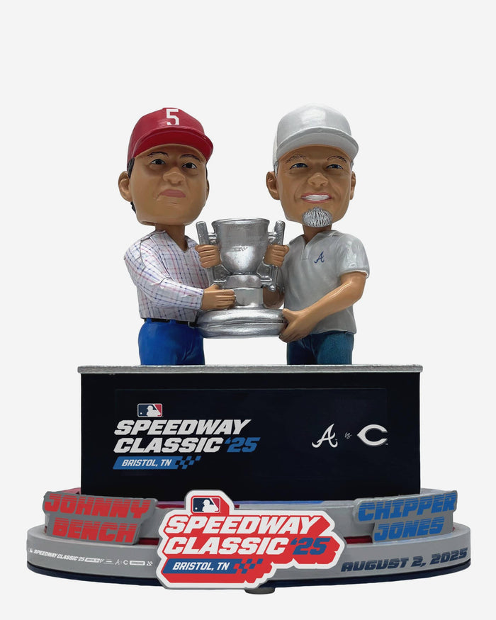 Johnny Bench & Chipper Jones 2025 MLB Speedway Classic Trophy Dual Bobblehead FOCO - FOCO.com
