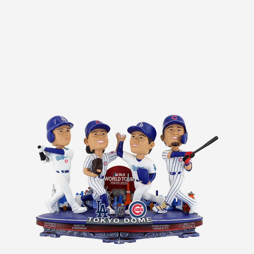 Chicago Cubs & Los Angeles Dodgers 2025 Tokyo Series Mini Bobblehead Scene FOCO - FOCO.com