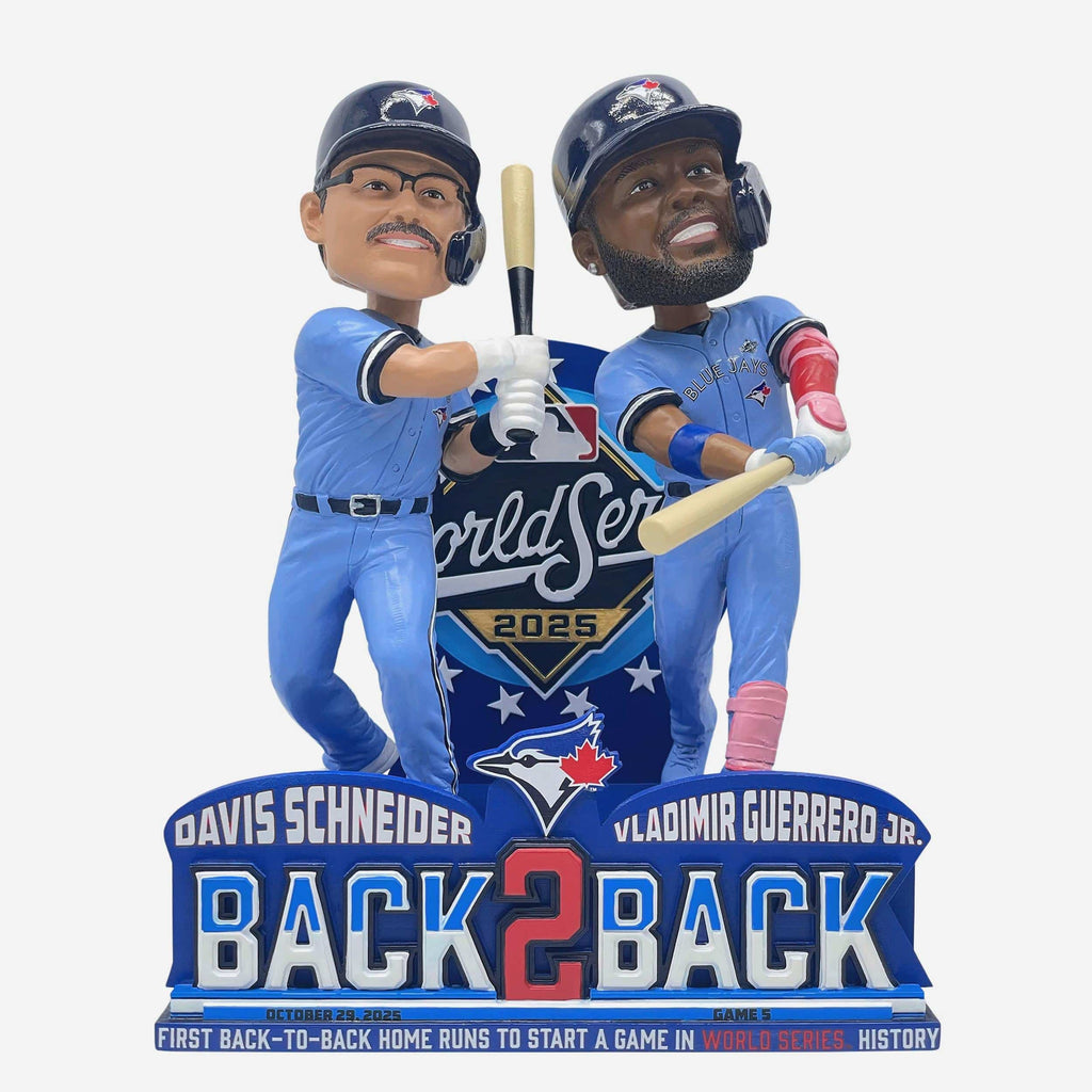 Davis Schneider & Vladimir Guerrero Jr Toronto Blue Jays World Series Back To Back Home Run Dual Bobblehead FOCO - FOCO.com