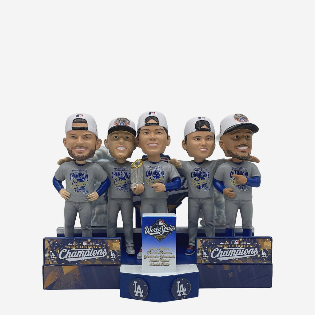 Los Angeles Dodgers 2025 World Series Champions Comeback of the Ages Podium Mini Bobblehead Scene FOCO - FOCO.com