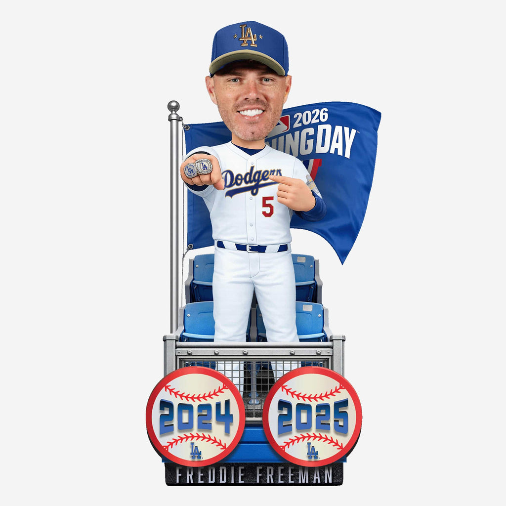 Freddie Freeman Los Angeles Dodgers 2024 & 2025 World Series Champions Plaque Bobblehead FOCO - FOCO.com