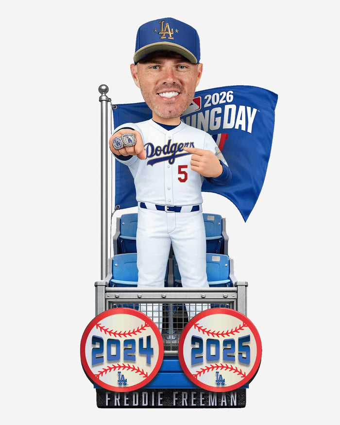 Freddie Freeman Los Angeles Dodgers 2024 & 2025 World Series Champions Plaque Bobblehead FOCO - FOCO.com