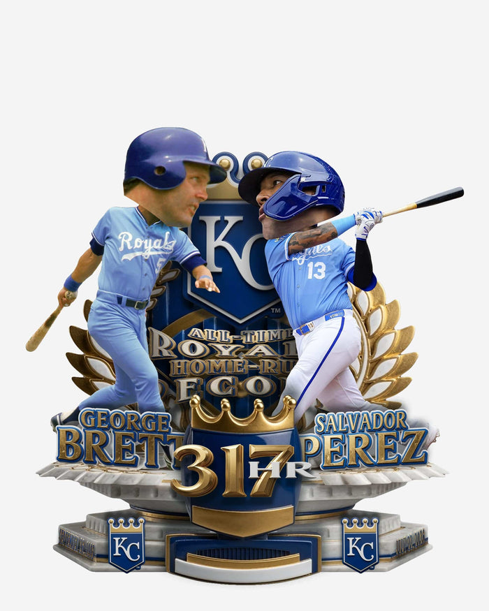 George Brett & Salvador Perez Kansas City Royals All-Time Royals Home Run Record Mini Bobblehead FOCO - FOCO.com