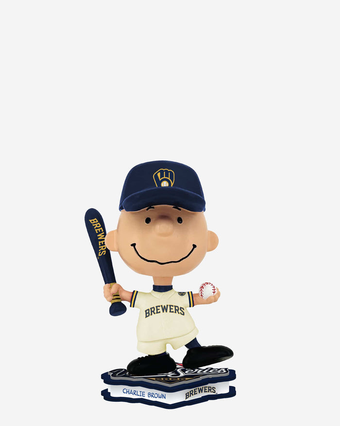 Milwaukee Brewers Charlie Brown Peanuts 2026 World Series Bound Mini Bighead Bobblehead FOCO - FOCO.com