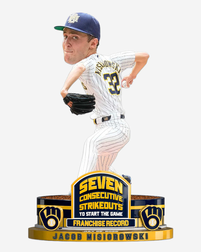 Jacob Misiorowski Milwaukee Brewers 7 Consecutive Strikeouts to Start a Game Franchise Record Bobblehead