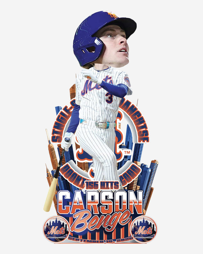 Carson Benge New York Mets Franchise Single Season Rookie Hit Record Bobblehead