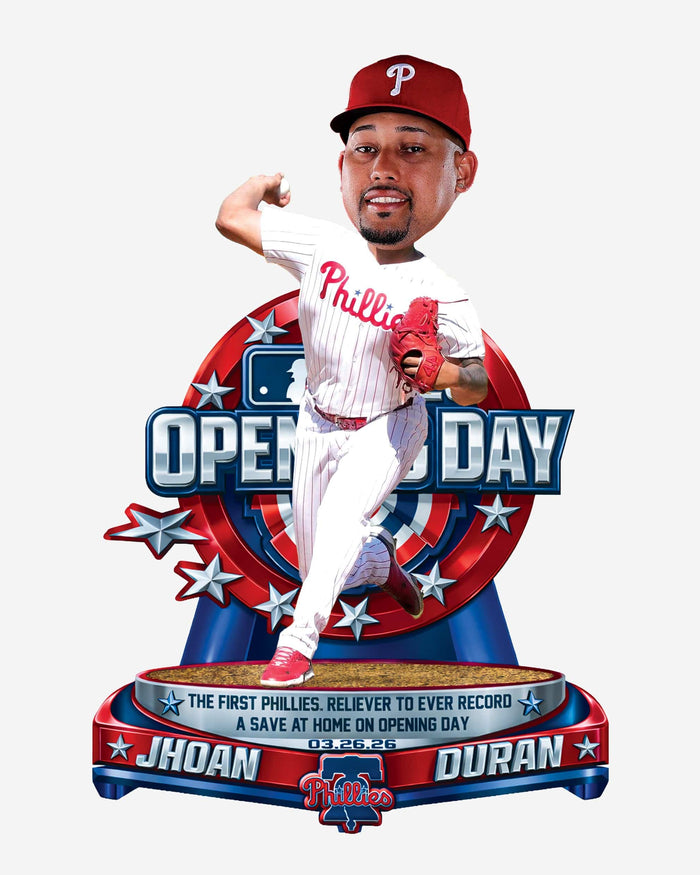 Jhoan Duran Philadelphia Phillies First Reliever Save Home Opening Day Franchise History Bobblehead