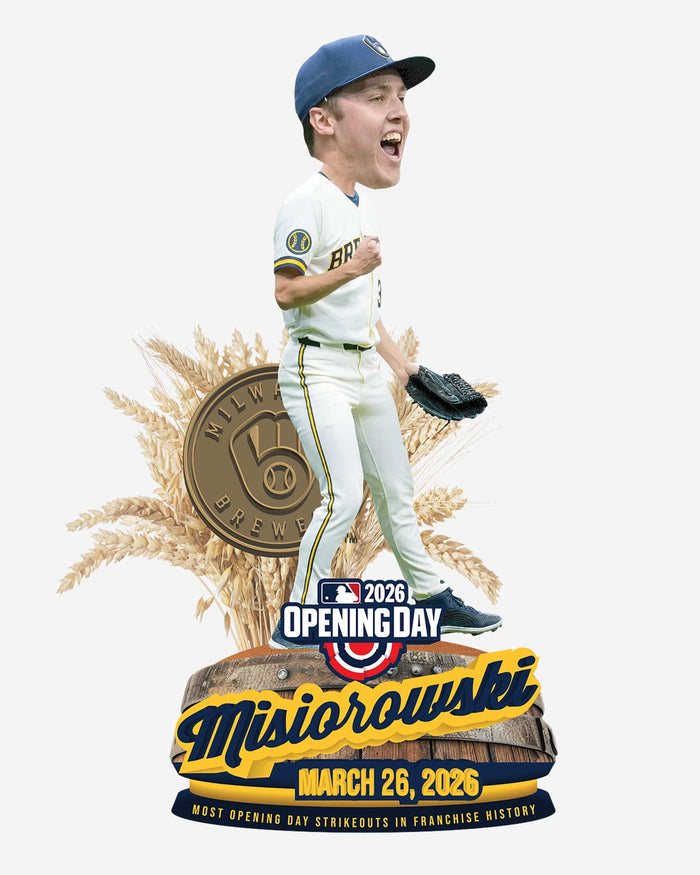 Jacob Misiorowski Milwaukee Brewers Franchise Opening Day Strikeout Record Bobblehead FOCO - FOCO.com