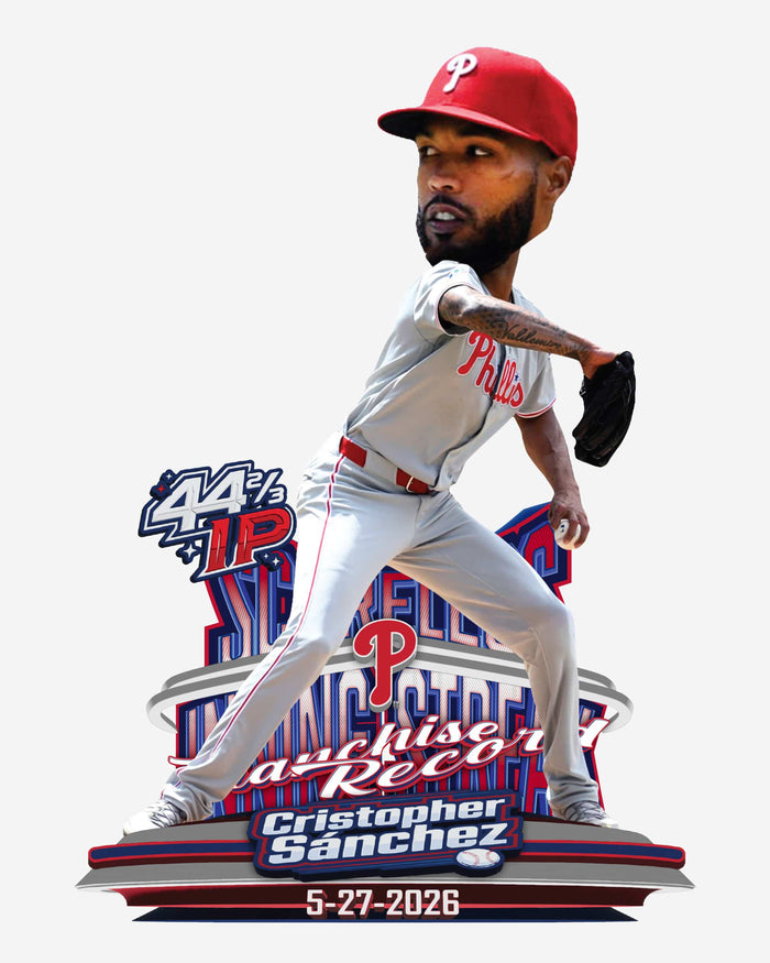 Cristopher Sanchez Philadelphia Phillies Scoreless Innings Streak Franchise Record Bobblehead FOCO - FOCO.com