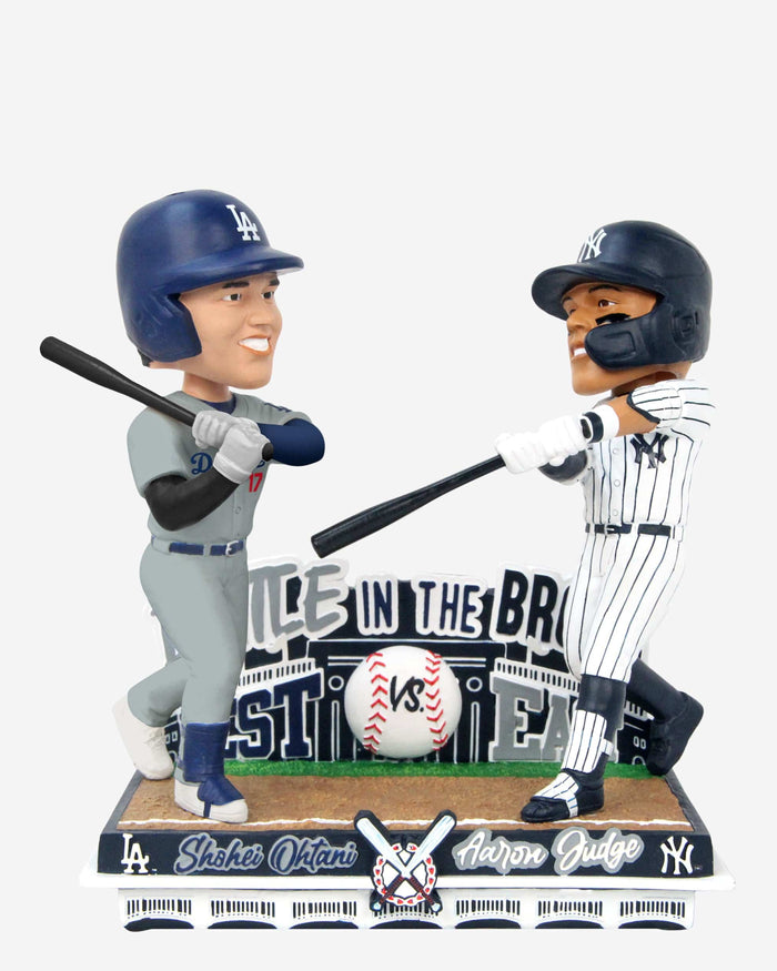 Aaron Judge & Shohei Ohtani New York Yankees & Los Angeles Dodgers Away Uniform Battle in the Bronx Dual Bobblehead FOCO - FOCO.com