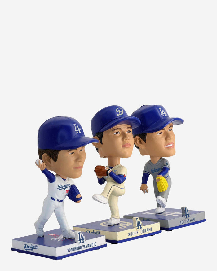 Roki Sasaki & Shohei Ohtani & Yoshinobu Yamamoto Los Angeles Dodgers 3 Pack Mini Bighead Bobblehead Set FOCO - FOCO.com