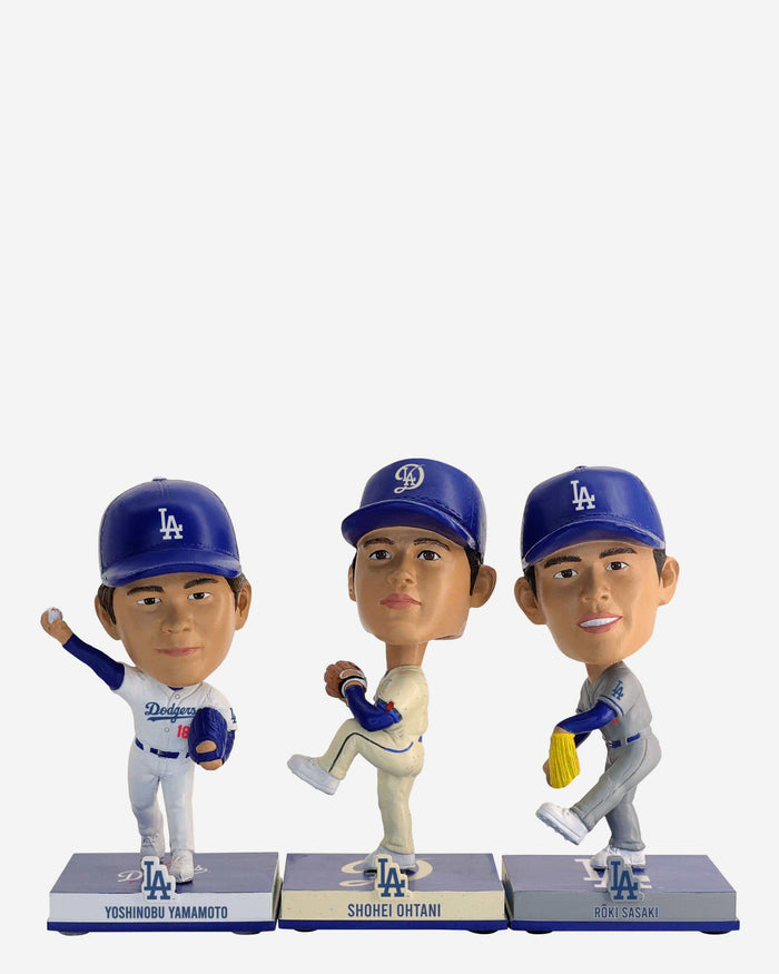 Roki Sasaki & Shohei Ohtani & Yoshinobu Yamamoto Los Angeles Dodgers 3 Pack Mini Bighead Bobblehead Set FOCO - FOCO.com