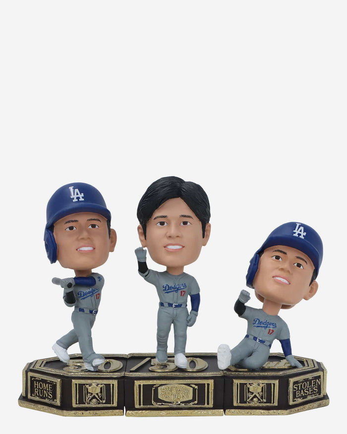 Shohei Ohtani Los Angeles Dodgers 50 Home Runs & 50 Stolen Bases Connecting Base 3 Pack Mini Bighead Bobblehead Set FOCO - FOCO.com