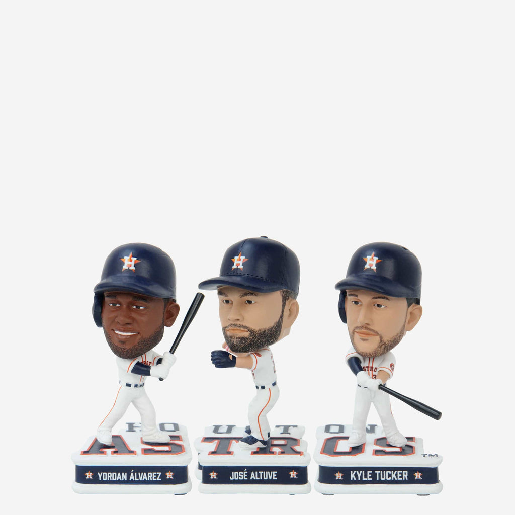 Jose Altuve & Kyle Tucker & Yordan Alvarez Houston Astros Connecting Base 3 Pack Mini Bighead Bobblehead Set FOCO - FOCO.com