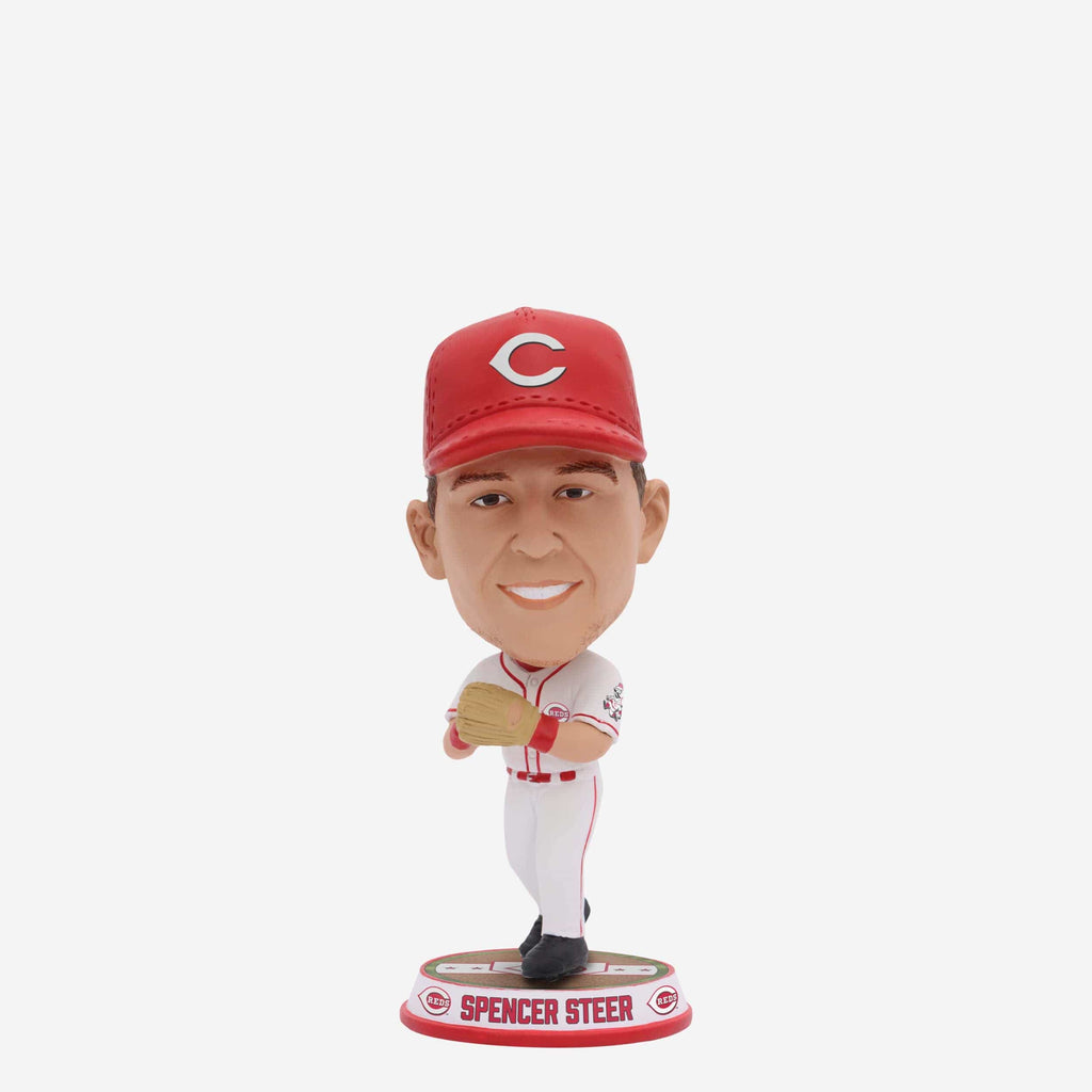 Spencer Steer Cincinnati Reds Fielding Pose Field Stripe Mini Bighead Bobblehead FOCO - FOCO.com