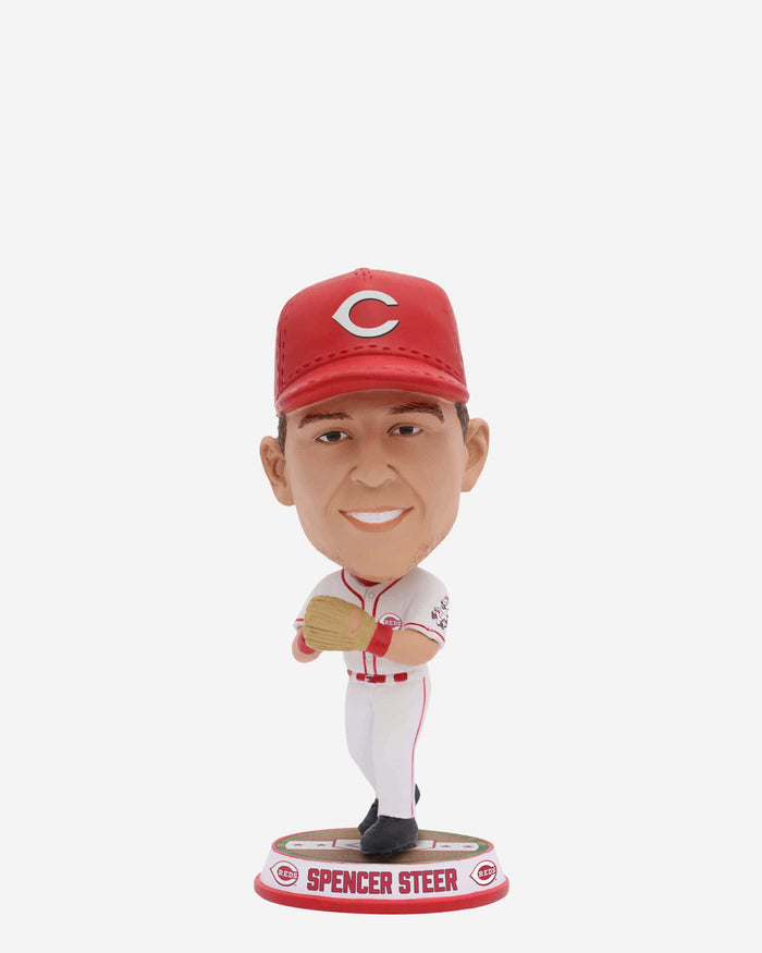 Spencer Steer Cincinnati Reds Fielding Pose Field Stripe Mini Bighead Bobblehead FOCO - FOCO.com