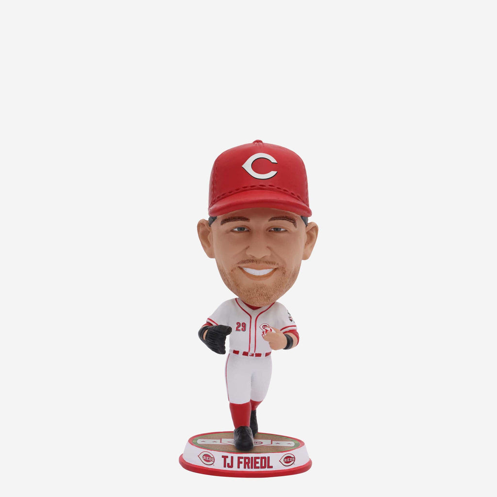 TJ Friedl Cincinnati Reds Fielding Pose Field Stripe Mini Bighead Bobblehead FOCO - FOCO.com