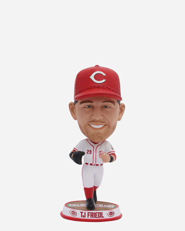TJ Friedl Cincinnati Reds Fielding Pose Field Stripe Mini Bighead Bobblehead FOCO - FOCO.com