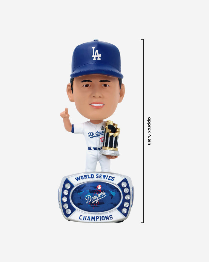 Shohei Ohtani Los Angeles Dodgers 2024 World Series Champions Ring Base Mini Bighead Bobblehead FOCO - FOCO.com