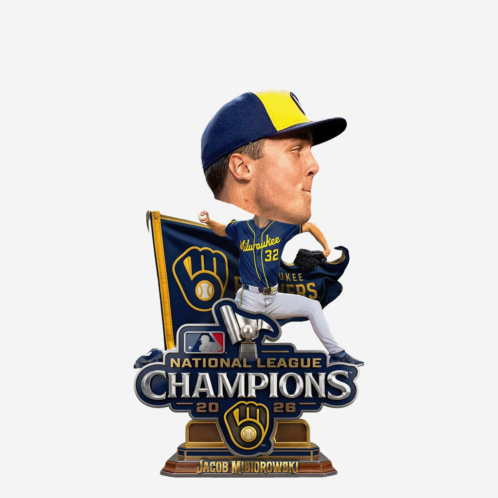 Jacob Misiorowski Milwaukee Brewers 2026 National League Champions Pennant Base Medium Bighead Bobblehead FOCO - FOCO.com