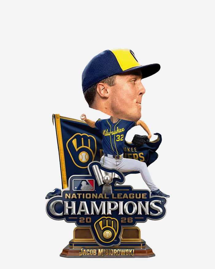 Jacob Misiorowski Milwaukee Brewers 2026 National League Champions Pennant Base Medium Bighead Bobblehead FOCO - FOCO.com