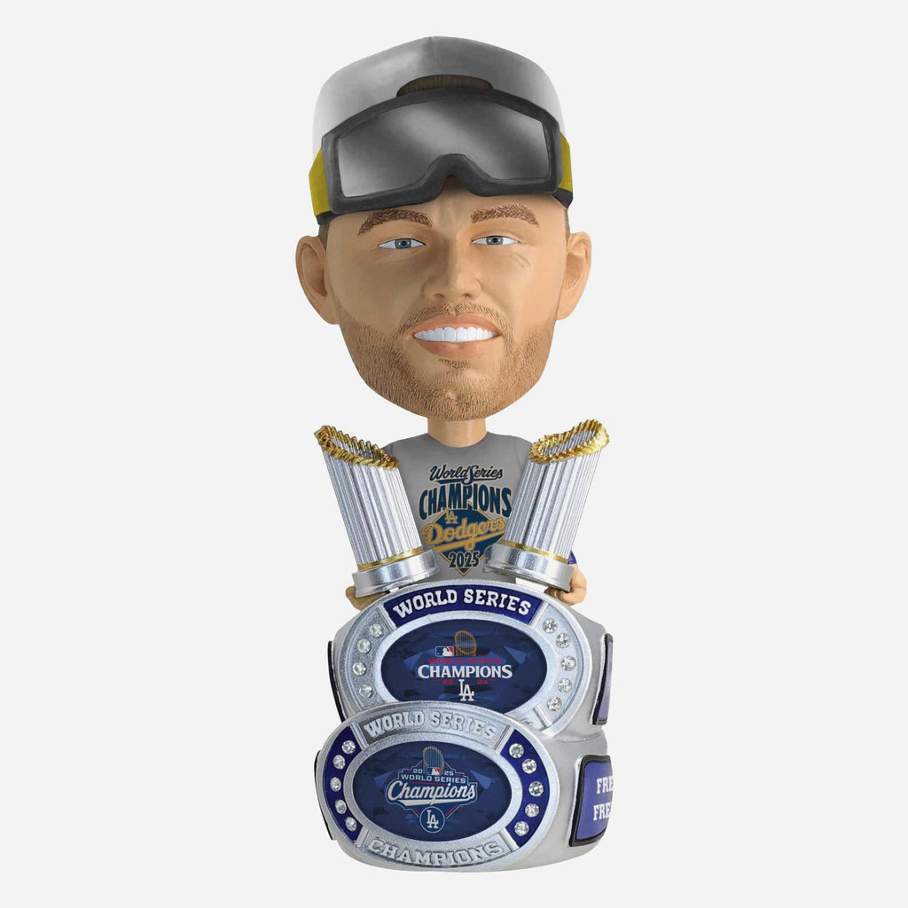Freddie Freeman Los Angeles Dodgers 2025 Back To Back World Series Champions Cap & Tee Bighead Bobblehead FOCO - FOCO.com