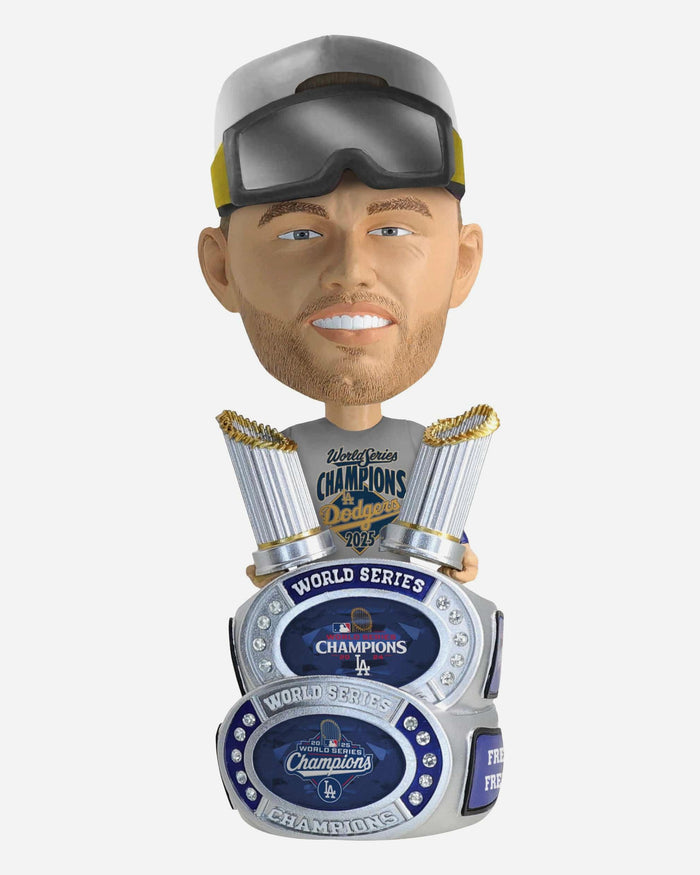 Freddie Freeman Los Angeles Dodgers 2025 Back To Back World Series Champions Cap & Tee Bighead Bobblehead FOCO - FOCO.com
