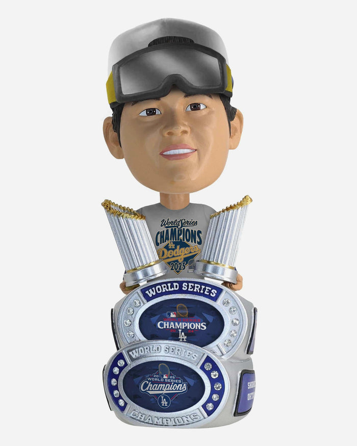 Shohei Ohtani Los Angeles Dodgers 2025 Back To Back World Series Champions Cap & Tee Bighead Bobblehead FOCO - FOCO.com