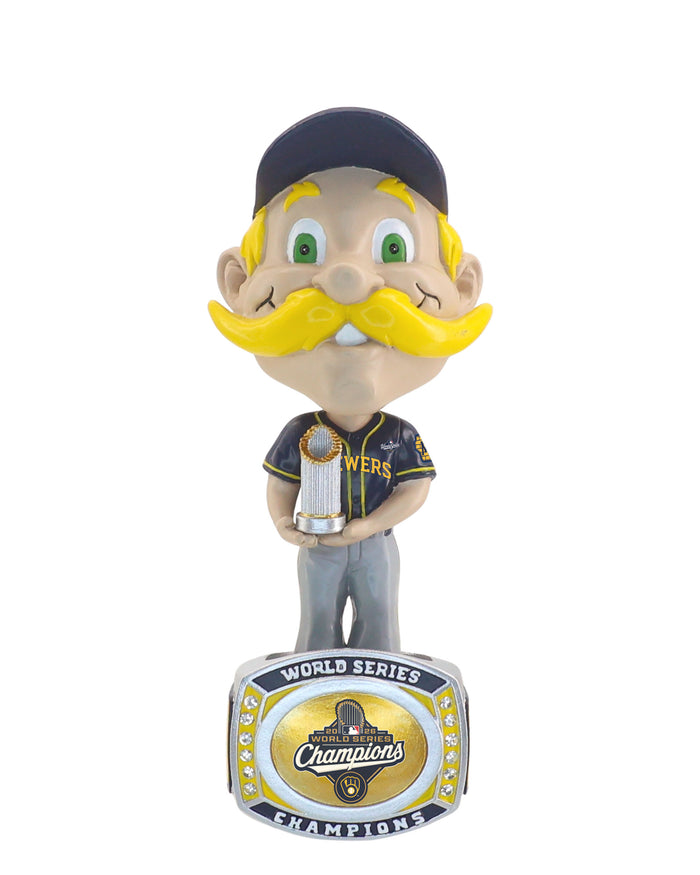 Bernie Brewer Milwaukee Brewers 2026 World Series Champions Ring Base Mascot Medium Bighead Bobblehead FOCO - FOCO.com