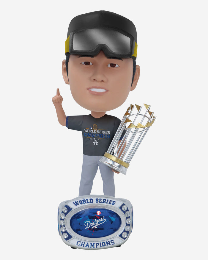 Shohei Ohtani Los Angeles Dodgers 2024 World Series Champions Locker Room Outfit Ring Base Bighead Bobblehead FOCO - FOCO.com