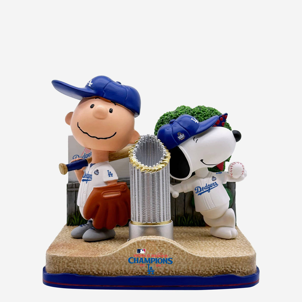 Los Angeles Dodgers Charlie Brown & Snoopy Peanuts 2024 World Series Champions Trophy Dual Bobblehead FOCO - FOCO.com