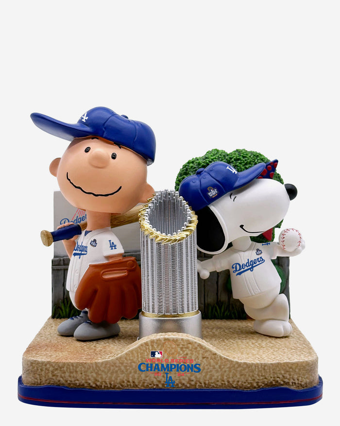 Los Angeles Dodgers Charlie Brown & Snoopy Peanuts 2024 World Series Champions Trophy Dual Bobblehead