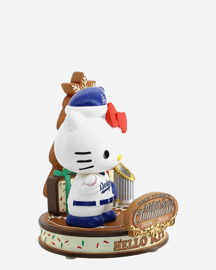 Hello Kitty Los Angeles Dodgers 2025 World Series Back to Back Champions Christmas Mini Bobblehead Scene FOCO - FOCO.com