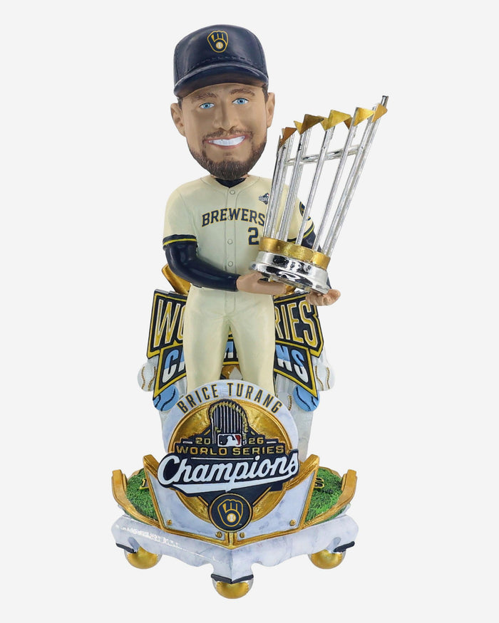 Brice Turang Milwaukee Brewers 2026 World Series Champions Celebration Bobblehead FOCO - FOCO.com