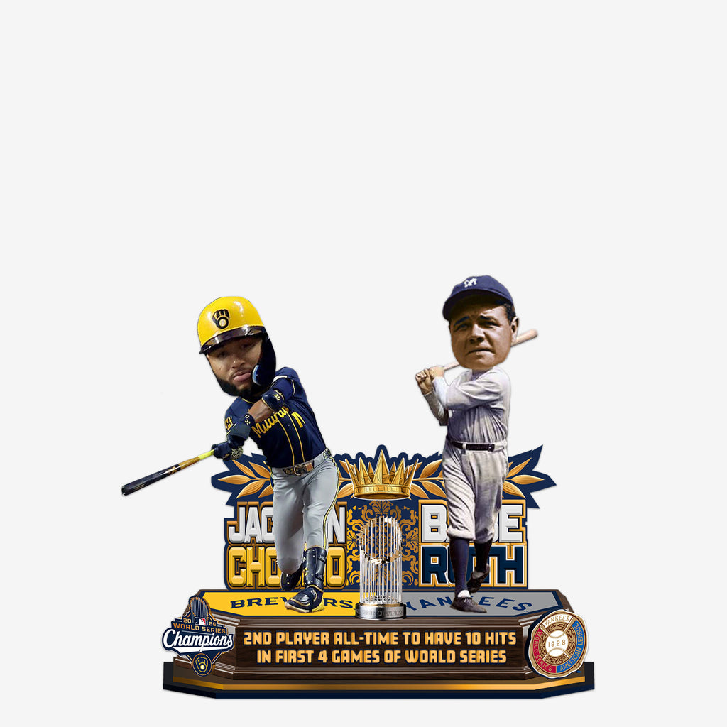 Jackson Chourio Milwaukee Brewers & Babe Ruth New York Yankees World Series Champions Historical Hits Mini Dual Bobblehead FOCO - FOCO.com