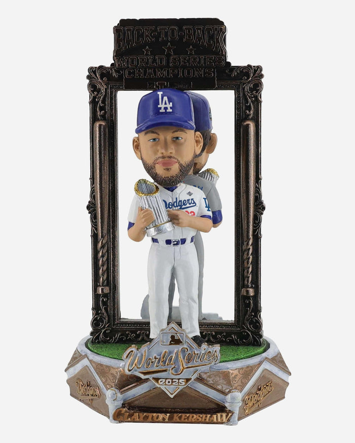 Clayton Kershaw Los Angeles Dodgers 2025 Back To Back World Series Champions Dual Spinner Bobblehead FOCO - FOCO.com