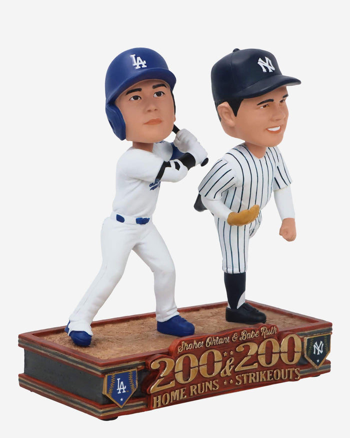 Shohei Ohtani & Babe Ruth Los Angeles Dodgers & New York Yankees 200 Home Runs and 200 Strikeouts Dual Bobblehead FOCO - FOCO.com