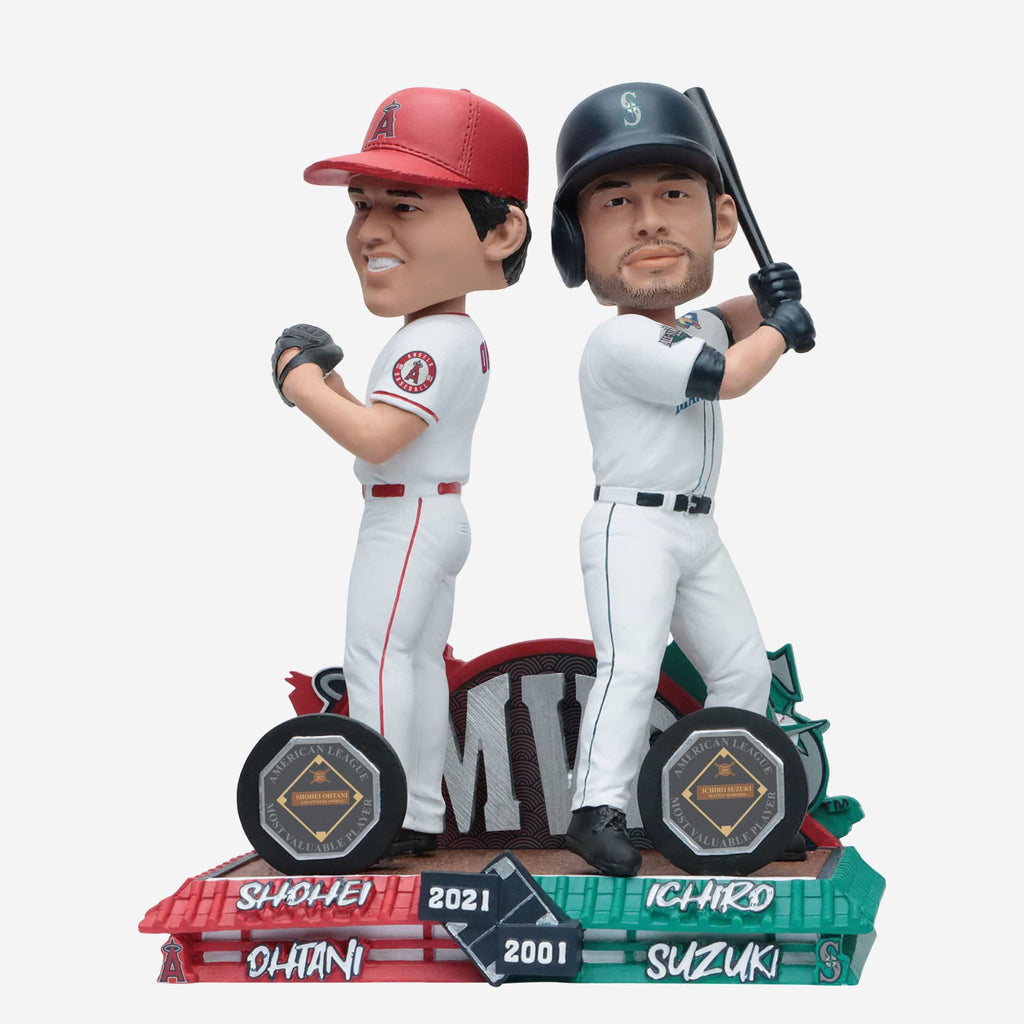 Ichiro Suzuki & Shohei Ohtani Seattle Mariners & Los Angeles Angels 2001 & 2021 AL MVP Dual Bobblehead FOCO - FOCO.com