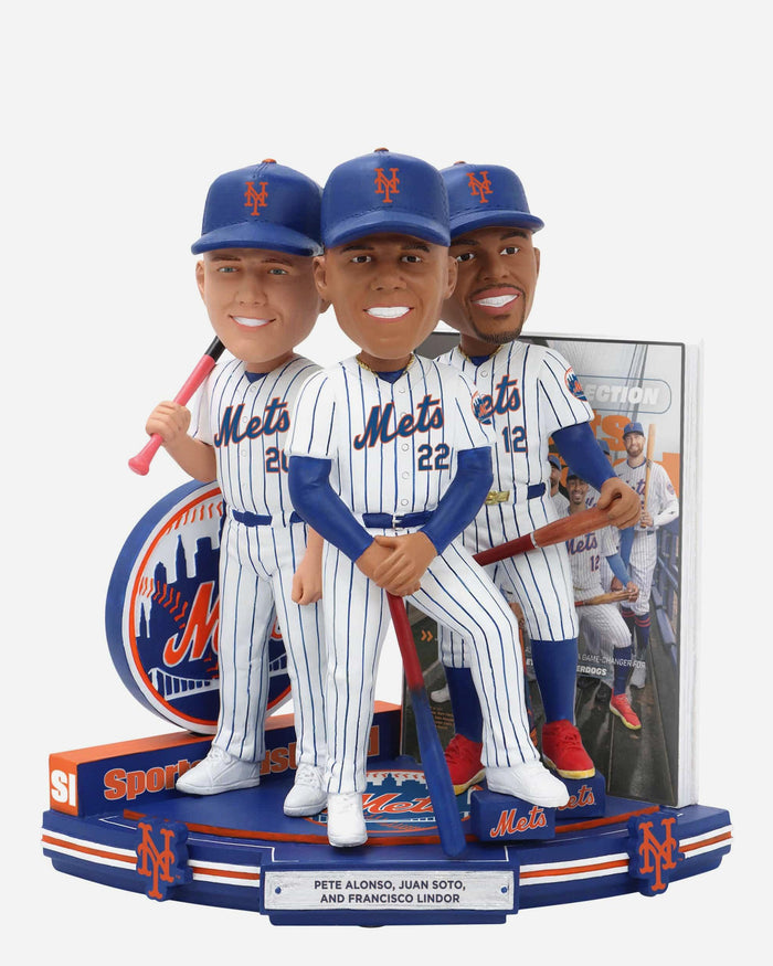 Pete Alonso & Juan Soto & Francisco Lindor New York Mets The Mets Collection Sports Illustrated Cover Bobblehead FOCO - FOCO.com
