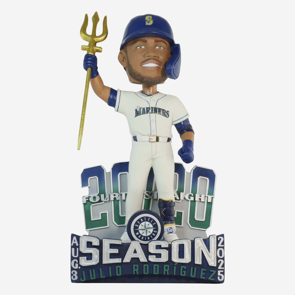 Julio Rodriguez Seattle Mariners 20 Home Runs & 20 Stolen Bases Four Season Streak MLB Record Bobblehead FOCO - FOCO.com