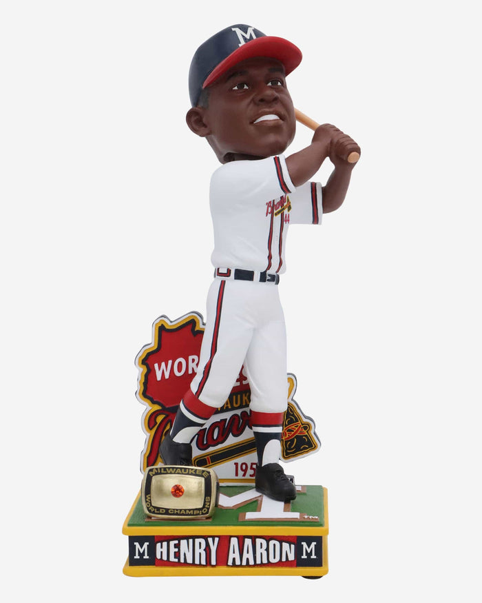 Hank Aaron Milwaukee Braves 1957 World Series Champions Bobblehead FOCO - FOCO.com