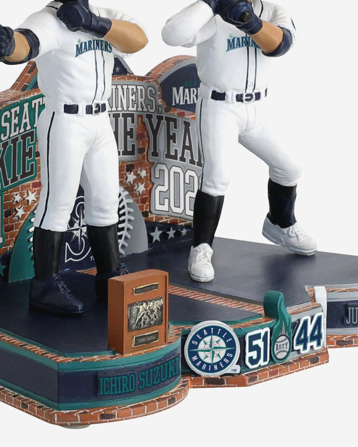 Ichiro Suzuki & Julio Rodriguez Seattle Mariners 2001 & 2022 Rookie of the Year Then and Now Bobblehead FOCO - FOCO.com