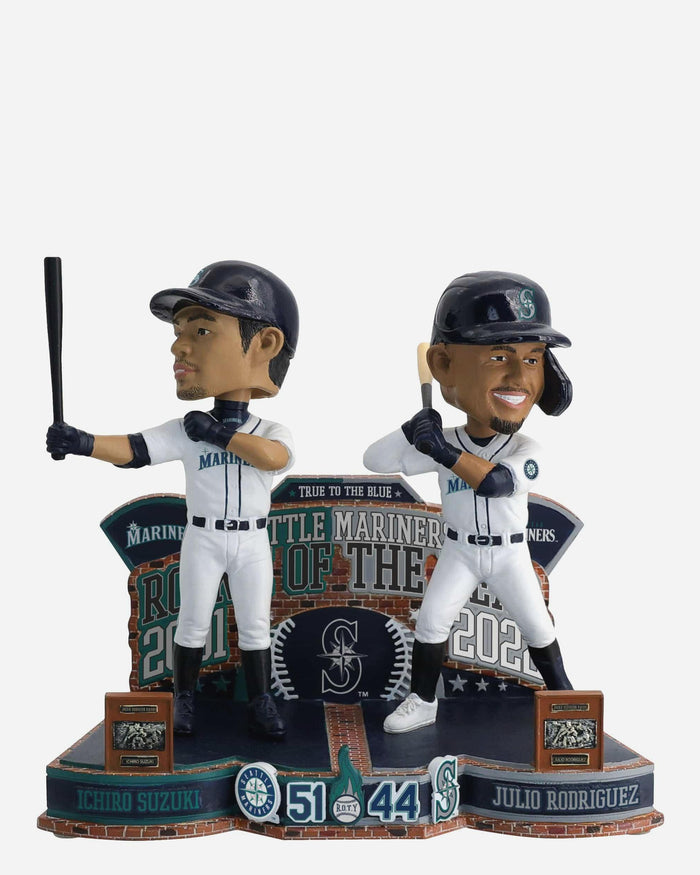 Ichiro Suzuki & Julio Rodriguez Seattle Mariners 2001 & 2022 Rookie of the Year Then and Now Bobblehead FOCO - FOCO.com